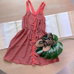 Coral and gray sun dress